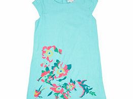 8-15yrs blue linen floral dress