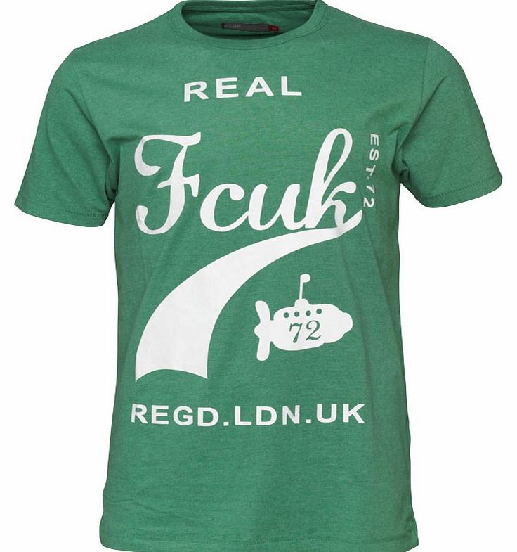 Mens For Real T-Shirt Green Marl