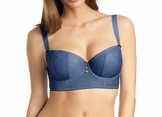 Totally Tartan blue padded longline bra