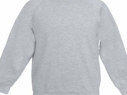 Fruit of the Loom childrens boys or girls raglan sweatshirt jumper Heather grey 12 to 13