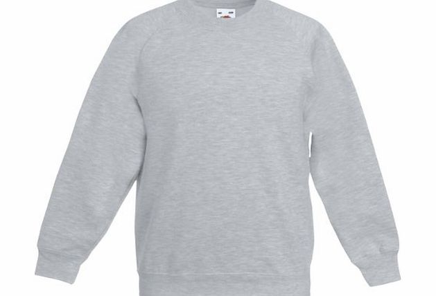 Fruit of the Loom  Kids Childrens Raglan Style Sweatshirt Heather Grey 3-4 Years