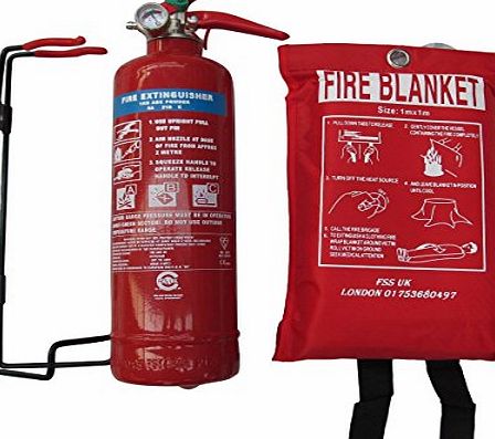 FSS UK PREMIUM FSS UK 1 KG ABC POWDER FIRE EXTINGUISHER With FIRE BLANKET. BSI KITEMARKED