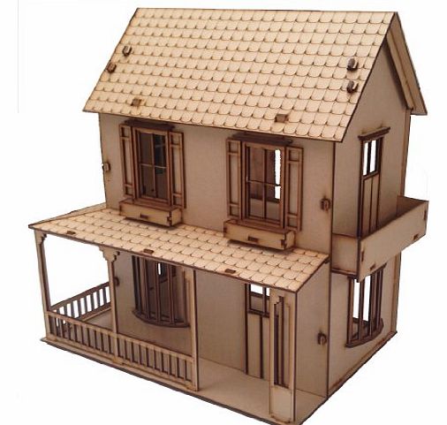 FSSS Ltd WOODEN PLAIN MDF CHILDRENS DOLLS HOUSE PLUS BALCONY CRAFT DIY PAINT DECORATE TOY