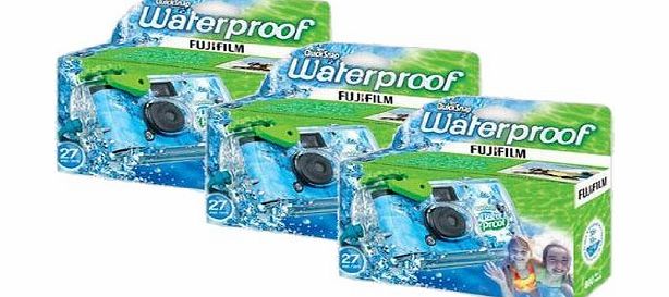 Fujifilm 3pcs Fuji Quicksnap Marine Single Use Cameras Flash Waterproof 800asa 27 exposure