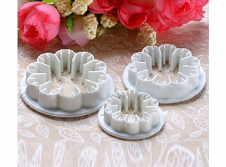 FullDream New 3Pcs/Set Blossom Carnation Flower Fondant Cake Sugarcraft Gum Paste Cutter Plunger Bakeware Tools