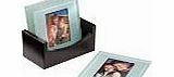 Furnishing4u Cherished Accents Glass Photo Coasters, with Storage Rack