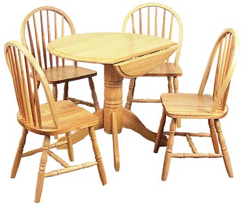 Furniture Link Farmhouse Pedestal Dining Set with Drop Leaf