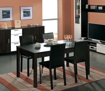 Accord Walnut and White Rectangular Dining Set