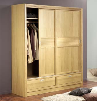 Aragon Large Sliding 2 Door Wardrobe in Natural