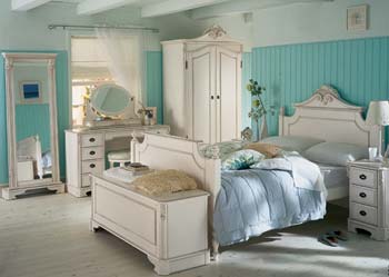 Beau White Bedroom Set with Wardrobe