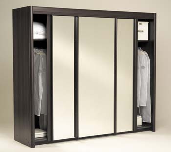 Carlene Sliding Triple Mirrored Wardrobe in Wenge