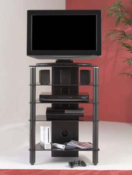 Carter Black Glass 5 Tier Corner TV Unit CT005 BB