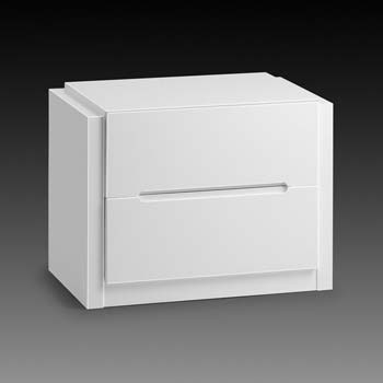 Casca High Gloss White 2 Drawer Bedside Table