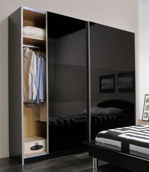 Chrono Black Sliding 2 Door Wardrobe