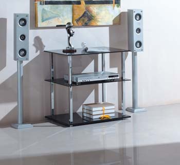 Citron Black Glass 3 Shelf Hi-fi Unit