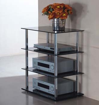 Citron Black Glass 4 Shelf Hi-fi Unit