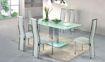 Citron White Glass Rectangular Dining Set