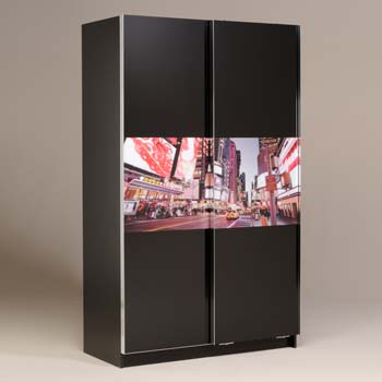 City Lights High Gloss Sliding 2 Door Wardrobe