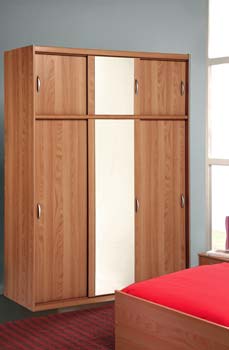 Cyclone Sliding 3 Door Wardrobe in Japanese Pear