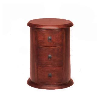 Delhi Indian Round 3 Drawer Bedside Chest