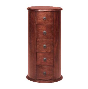 Delhi Indian Round 5 Drawer Chest