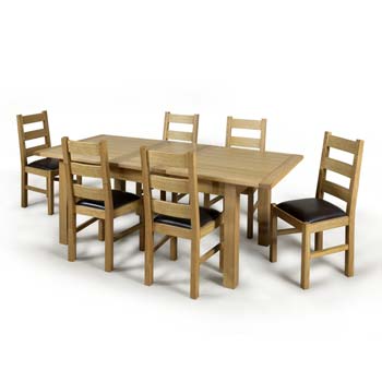 Denver Solid Oak Rectangular Extending Dining Set