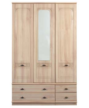 Flora 3 Door 4 Drawer Wardrobe with Mirror