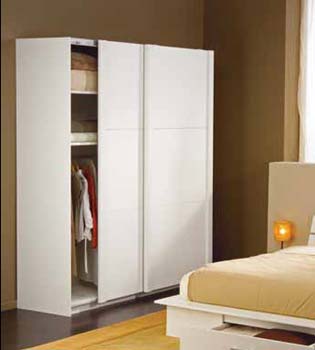 Jade Sliding Door Panelled Wardrobe in White