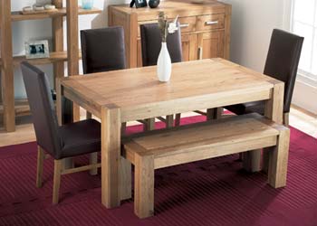 Furniture123 Lyon Oak Bench Dining Set