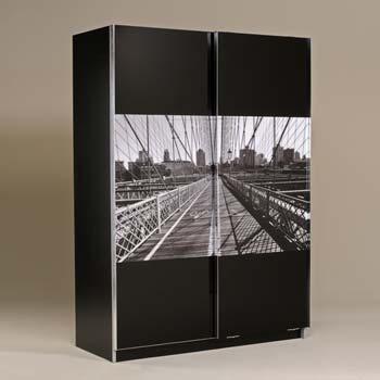 Manhattan Sliding 2 Door Wardrobe in Black