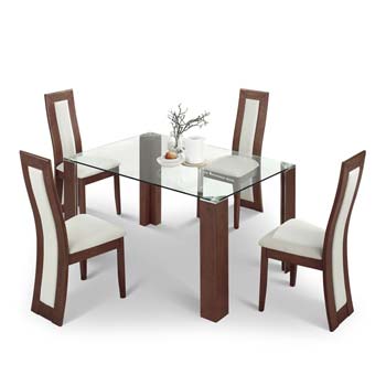 Mindell Rectangular Dining Set with Glass Top