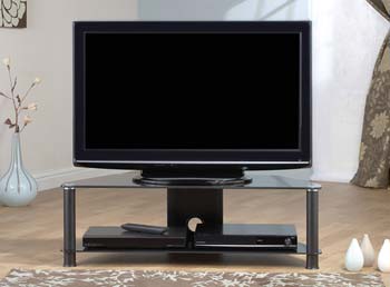 Orson Black Glass 2 Tier Corner TV Unit OS016 BB