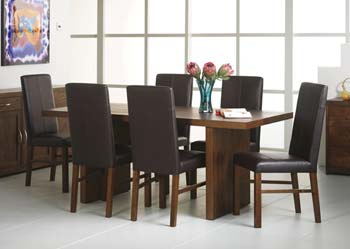 Furniture123 Panama Large Panel Dining Set in Brown