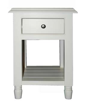 Furniture123 Portman Ivory 1 Drawer Bedside Table - WHILE