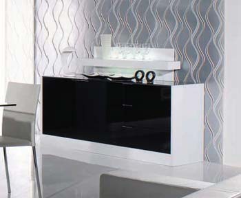 Rubin High Gloss Sideboard in Black and White