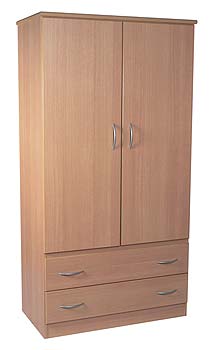 Stratford Beech Wide 2 Door 2 Drawer Wardrobe