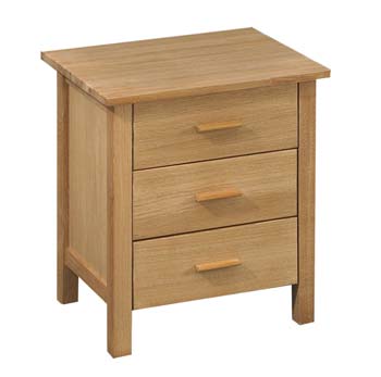 Suffolk Solid Oak 3 Drawer Bedside Table