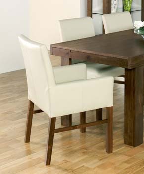 Tomoko Walnut Arm Chair in Ivory - FREE NEXT DAY