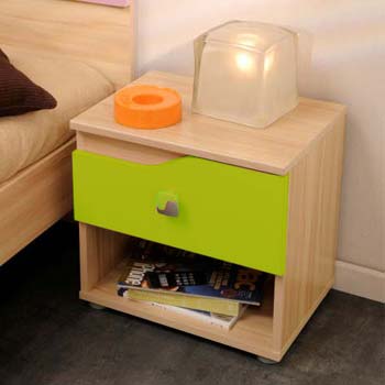 Furniture123 Trix Teens 1 Drawer Bedside Table in Lime