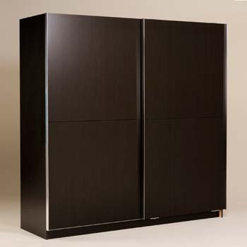 Zenza Sliding 2 Door 4 Shelf Wardrobe in Wenge