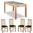 FurnitureToday Atlantis Oak 4 Slatted Back Chair Dining Room Set