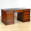 Burr Walnut English Pedestal Desk