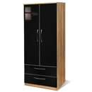 Knightsbridge Black 2 Drawer Wardrobe