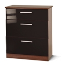 Knightsbridge Black 3 Drawer Deep Chest