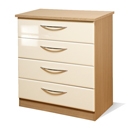 Knightsbridge Cream Gloss and Oak 4 Drawer Chest