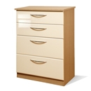 Knightsbridge Cream Gloss and Oak 4 Drawer Deep