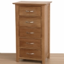 Metro Dark solid oak 5 drawer wellington chest