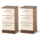 Ritz Cream 3 Drawer Bedside Pair