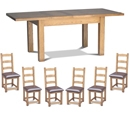 Rustic Light Oak Extending Dining Set