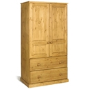 Tarka Solid Pine 2 Deep Drawer Double Wardrobe